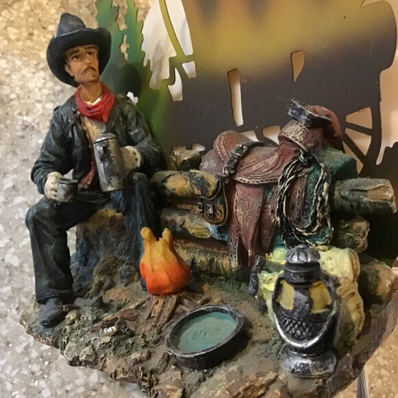 Vintage Western Cowboy Moonlight Bedside Table Lamp Night Light - Mancave Lamp - Picture 4 of 6